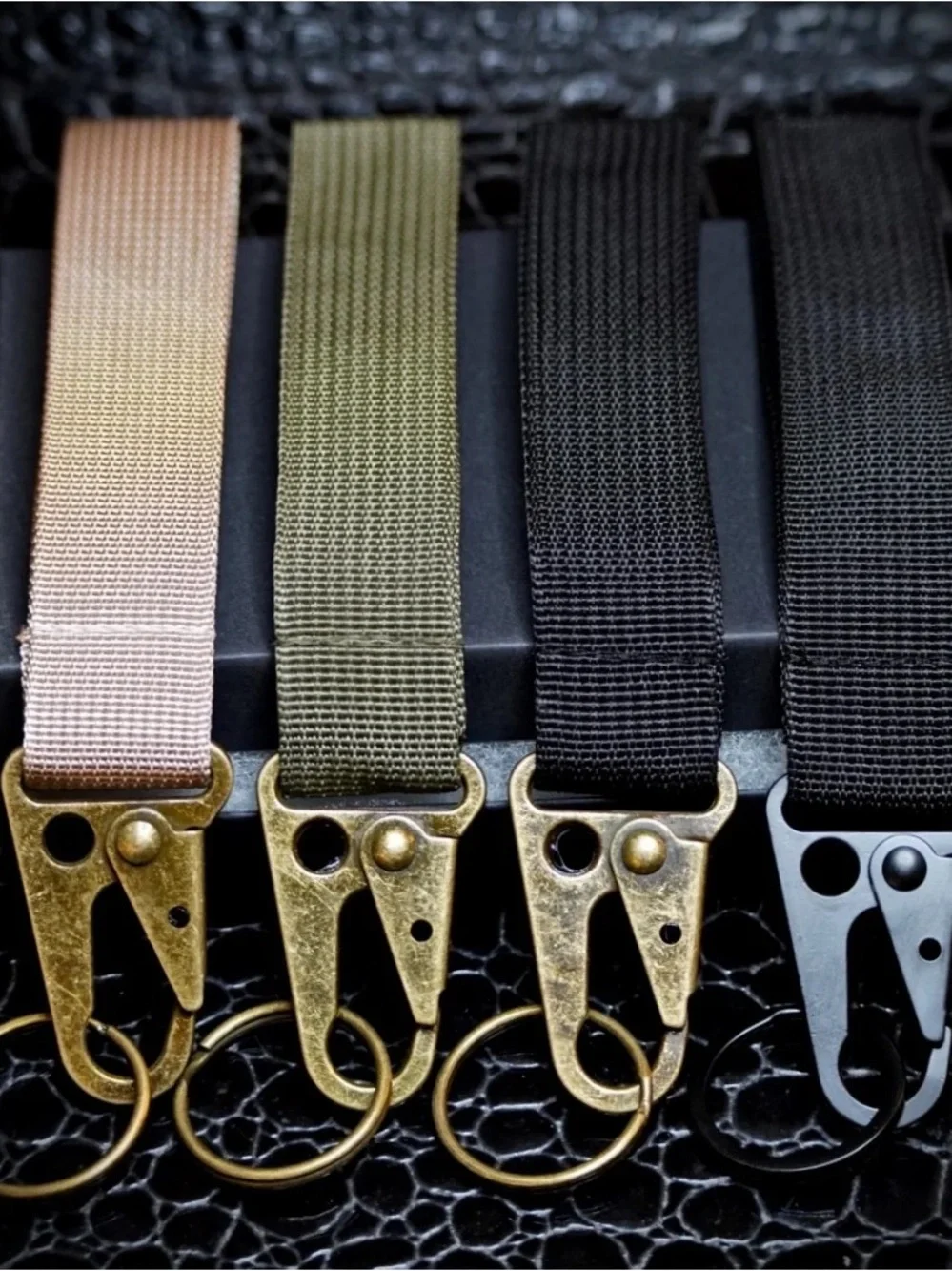 Antique Brass Tactical Keychain Lanyard Strap, Green